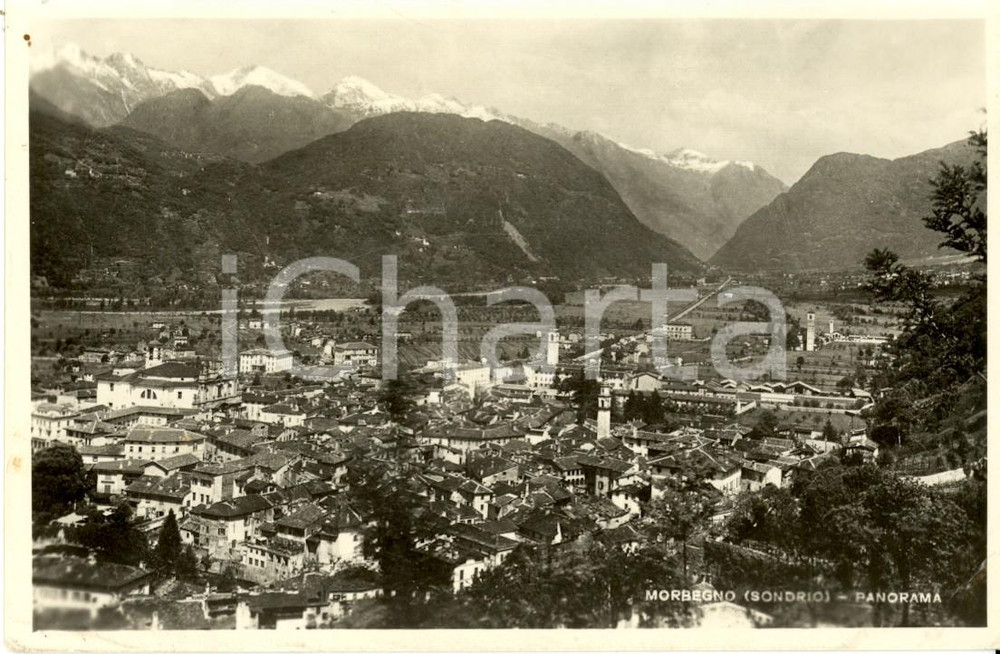Cartolina originale da collezione 1945 MORBEGNO (SO) VALTELLINA Veduta panoramica dell'abitato *Cartolina FP VG 1