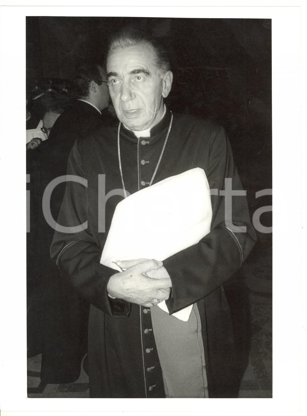 Fotografia d epoca originale 1990 ca ROMA Ritratto di mons. Antonio RIBOLDI Foto 18x24 cm 1