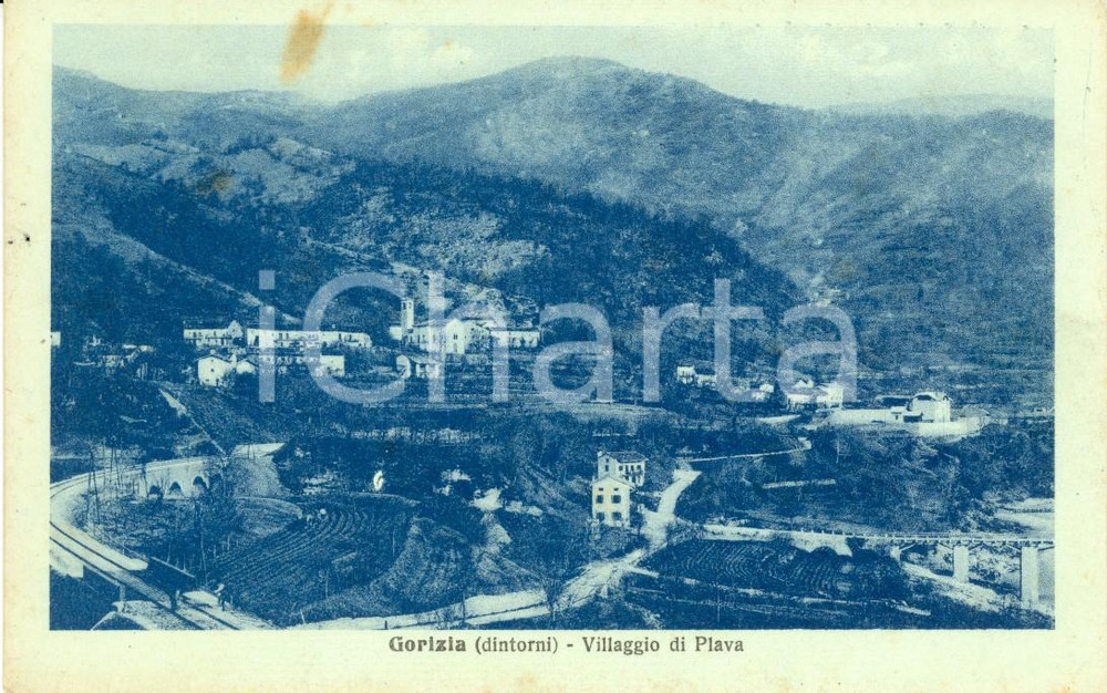 Cartolina originale da collezione 1940 ca CANALE D'ISONZO (SLO) Veduta del villaggio di PLAVA *Cartolina FP NV 1