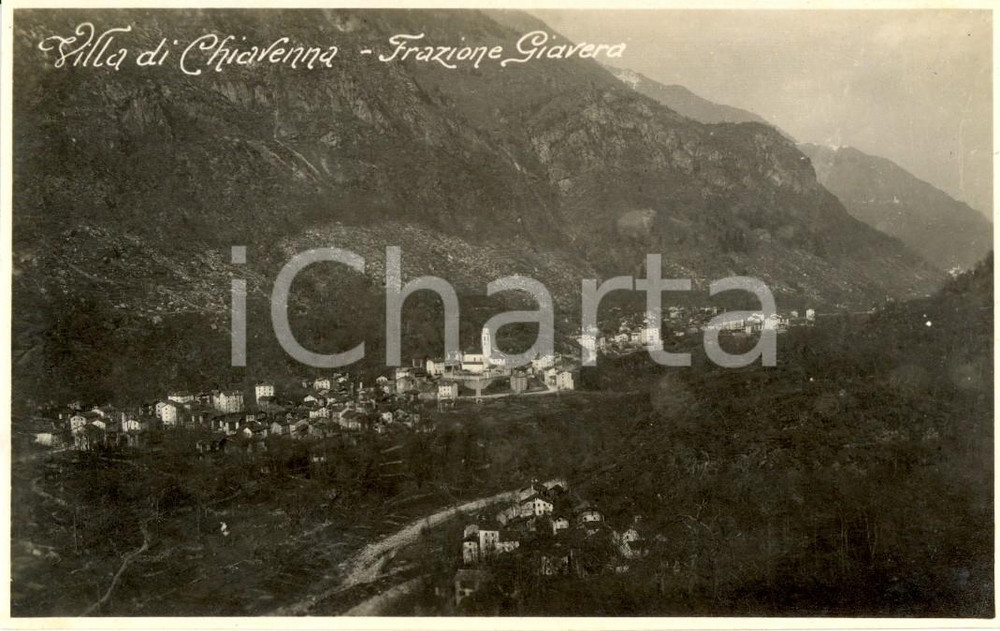 Cartolina originale da collezione 1940 ca VILLA DI CHIAVENNA (SO) Veduta panoramica frazione GIAVERA *Cartolina NV 1