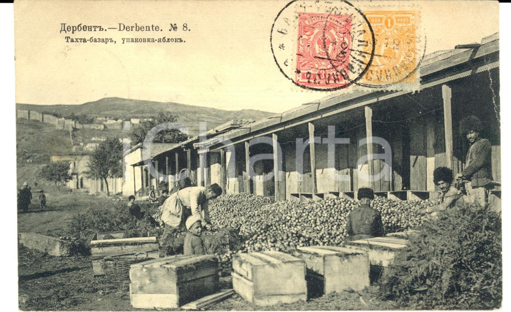 Cartolina originale da collezione 1912 DERBENT DAGESTAN Raccolta della frutta COSTUMI *Cartolina FP VG 1