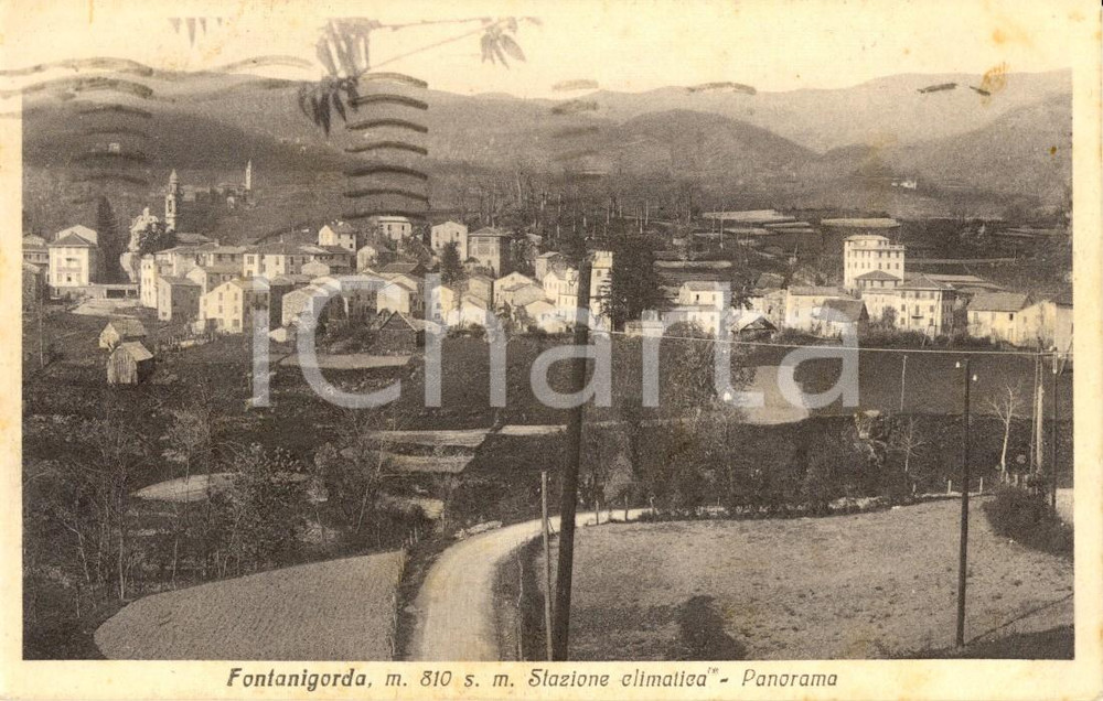 Cartolina originale da collezione 1934 FONTANIGORDA (GE) Veduta panoramica del paese *Cartolina postale FP VG 1