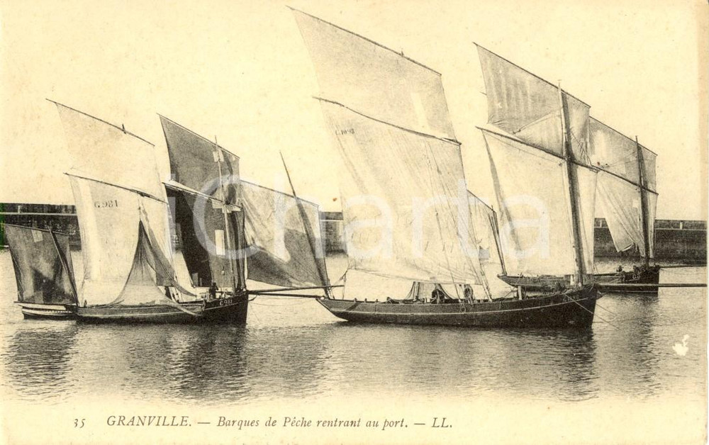 Cartolina originale da collezione 1909 GRANVILLE FR Barques de pÃªche rentrant au port Cartolina ANIMATA FP VG 1