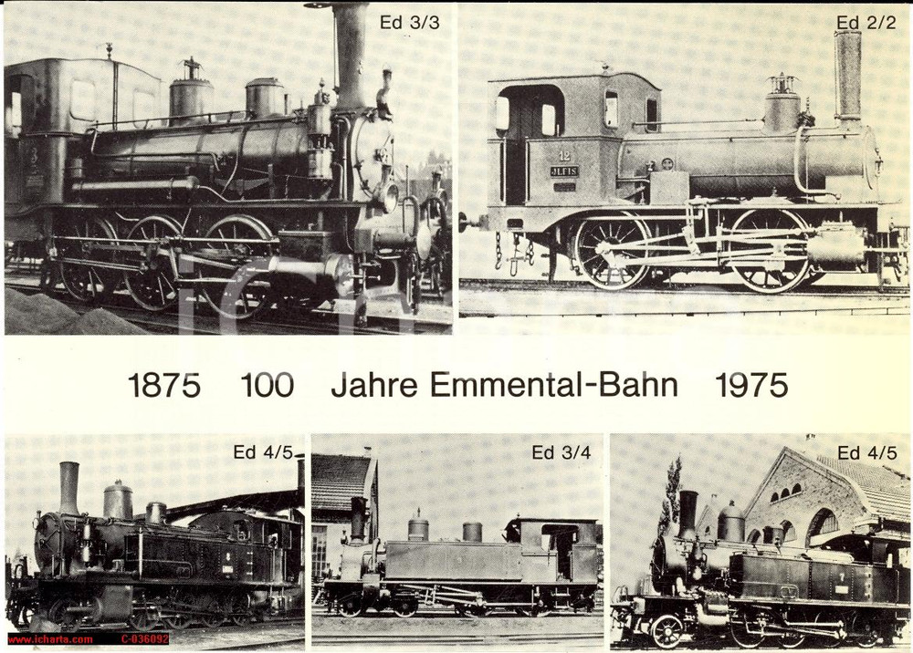 Cartolina originale da collezione 1875 - 1975. 100 Jahre Emmental-Bahn, Swiss Trains 1