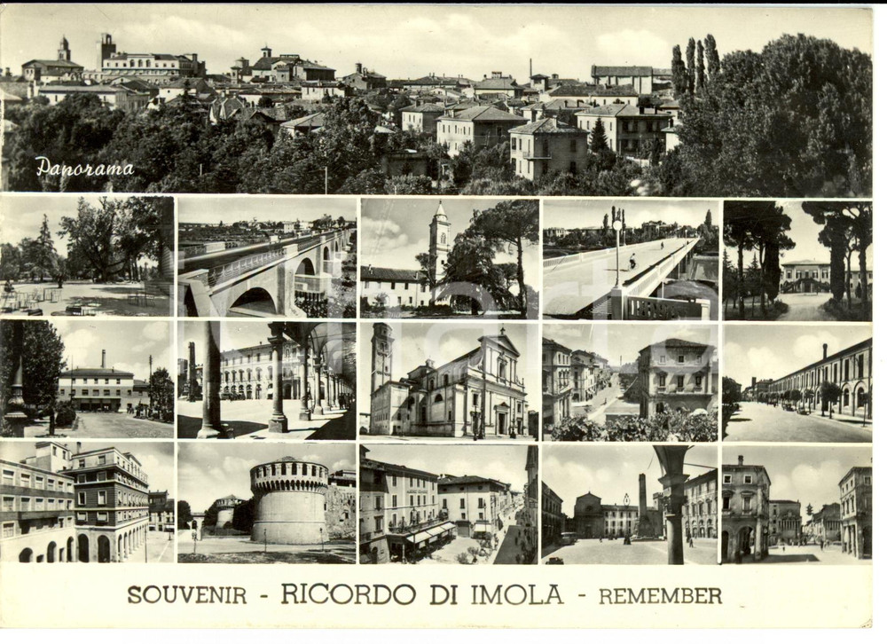 Cartolina originale da collezione 1954 IMOLA BO Vedutine della cittÃ  Cartolina postale FG VG 1