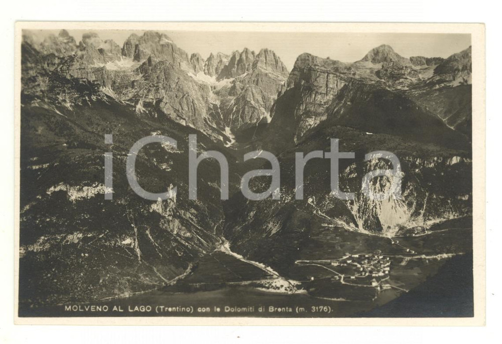 Cartolina originale da collezione 1940 ca MOLVENO (TN) Il lago con le DOLOMITI di BRENTA *Cartolina postale FP NV 1
