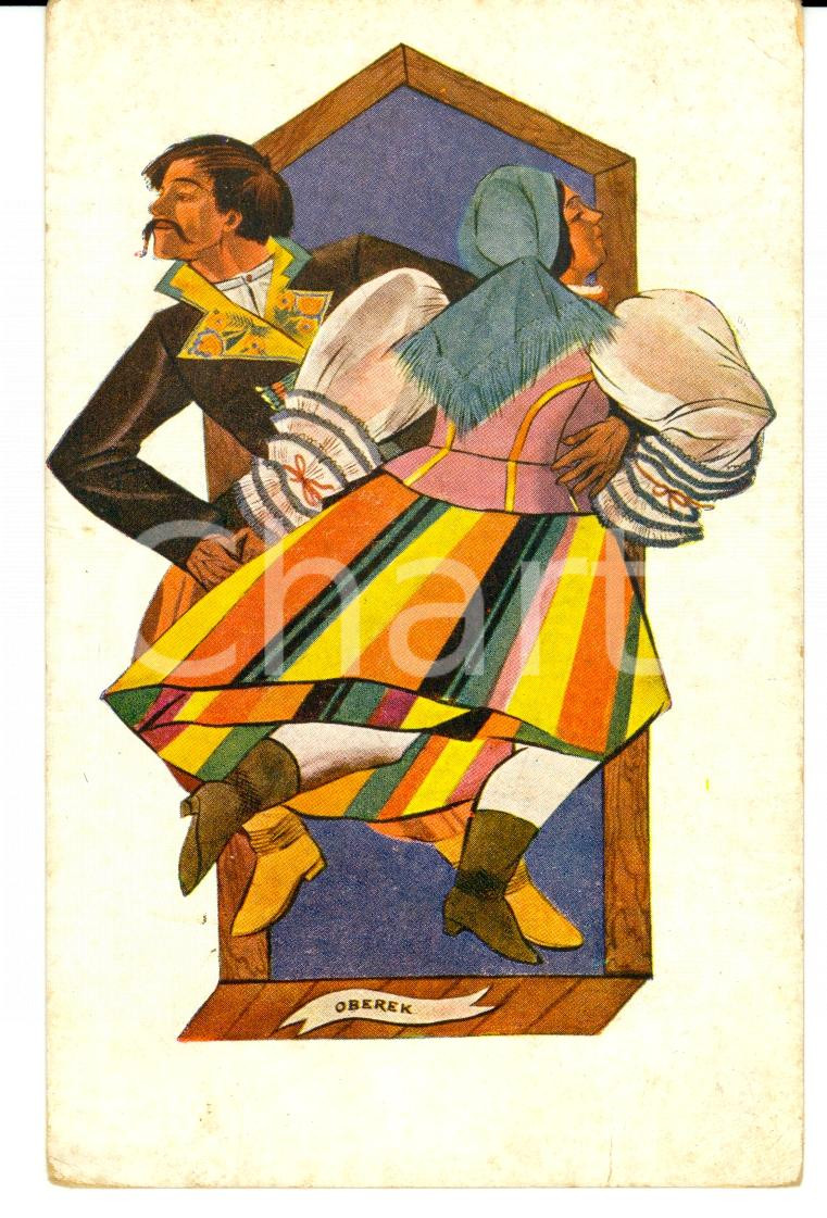 Cartolina originale da collezione 1936 VARSZAWA PL Tance narodowe OBEREK ill. Zofia STRYJENSKA FP VG 1