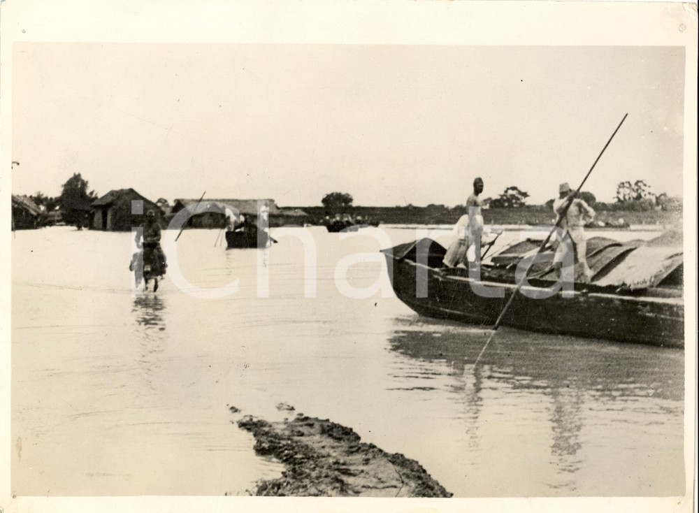 Fotografia d epoca originale 1938 HONAN CINA Salvataggi inondazione FIUME GIALLO 1