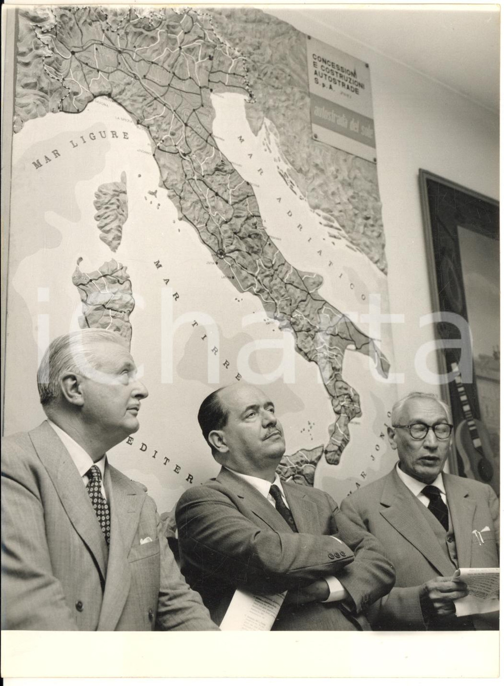 1958 AUTOSTRADA DEL SOLE Visita ministro Giuseppe TOGNI al tronco Milano-Parma