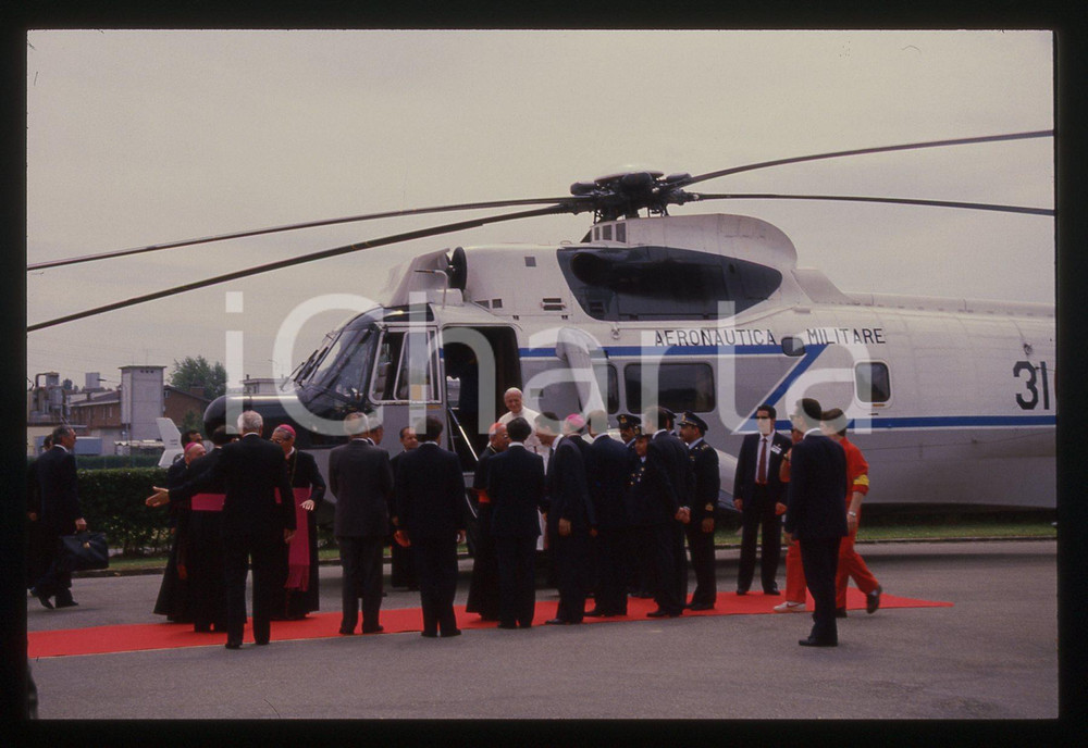 35mm vintage slide* 1988 CIRCUITO DI FIORANO - GIOVANNI PAOLO II su elicottero 1