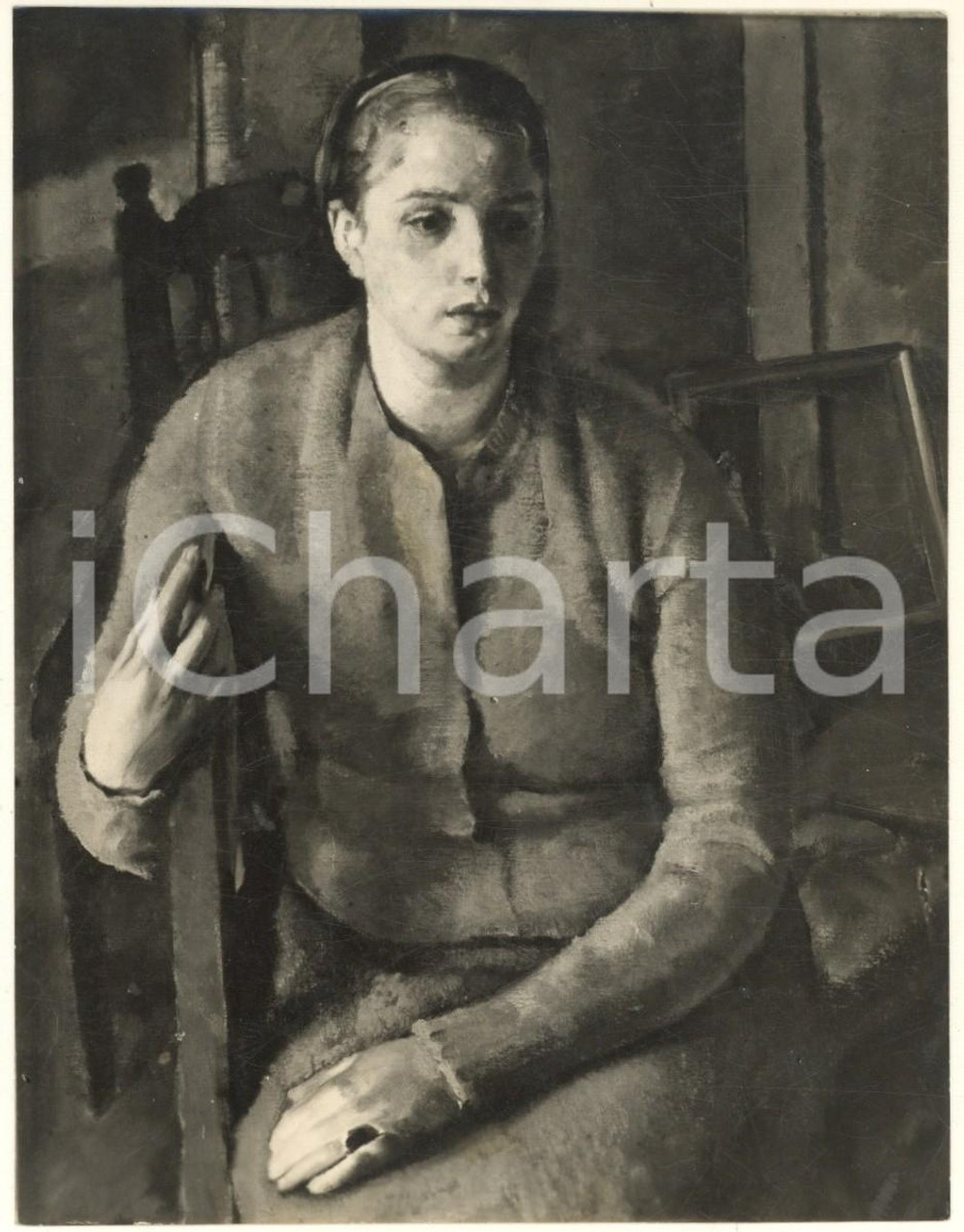 Fotografia d epoca originale 1935 MOSTRE D ARTE Antonio BRESCIANI Donna seduta Fotografia coeva del quadro 1