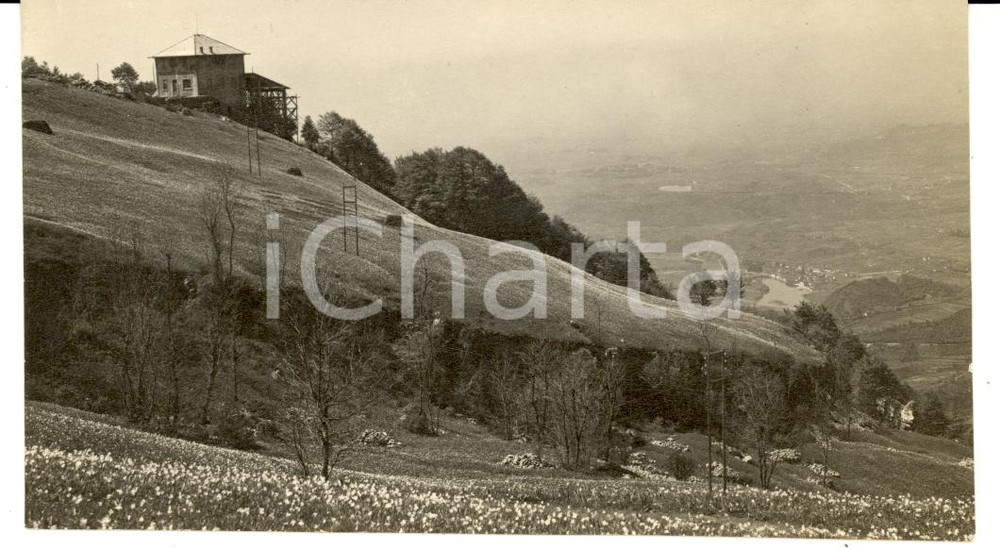 Fotografia d epoca originale 1929 CARONA BG Stazione a monte della funicolare con i laghi gemelli Foto 12x7 1