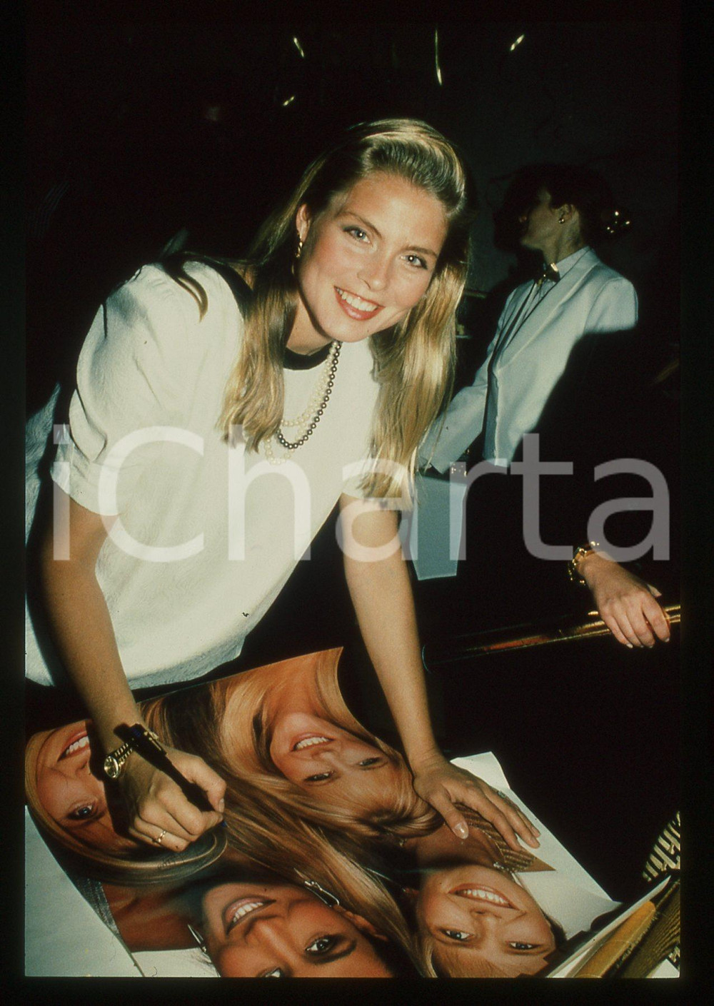 35mm vintage slide* 1990 ca MODA Kim ALEXIS firma autografi - Ritratto modella