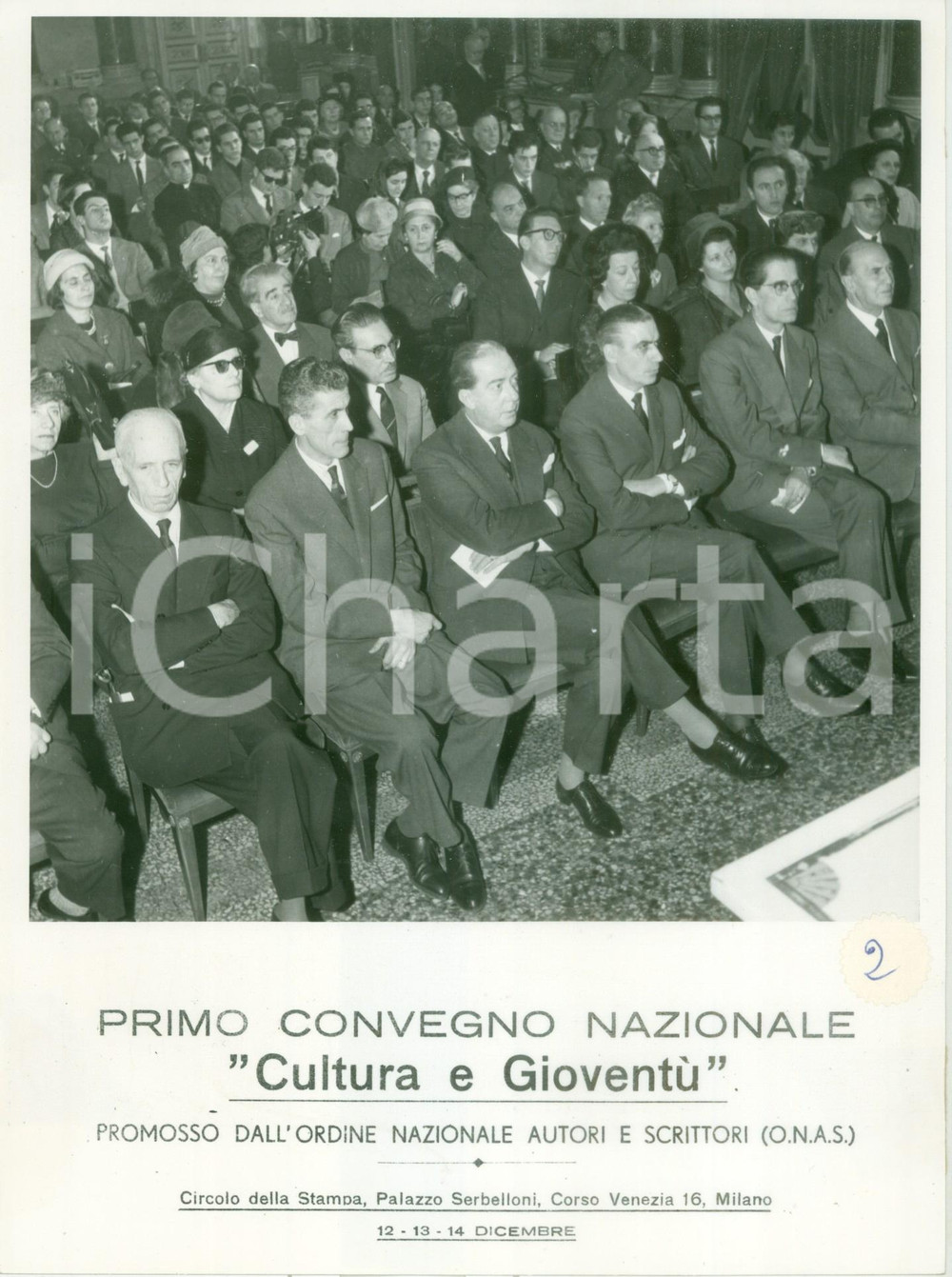 Fotografia d epoca originale 1959 MILANO Primo Convegno Nazionale Cultura GioventÃ¹ Palazzo SERBELLONI Foto 1