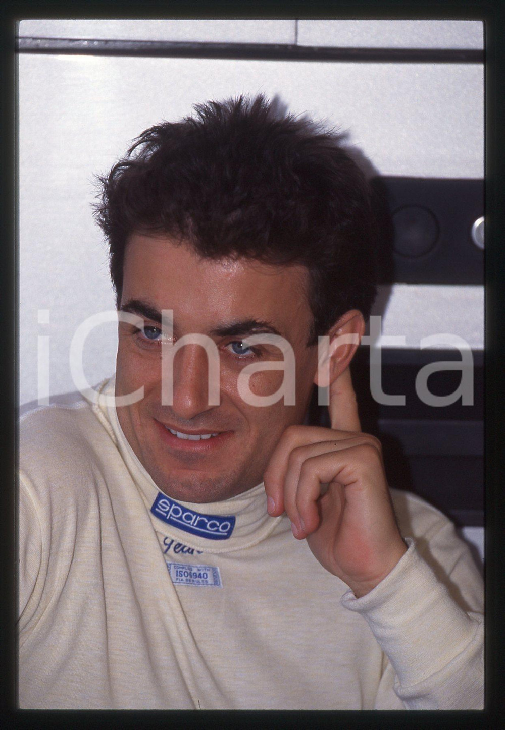 35mm vintage slide* 1996 F1 Jean ALESI nel motorhome BENETTON - Ritratto