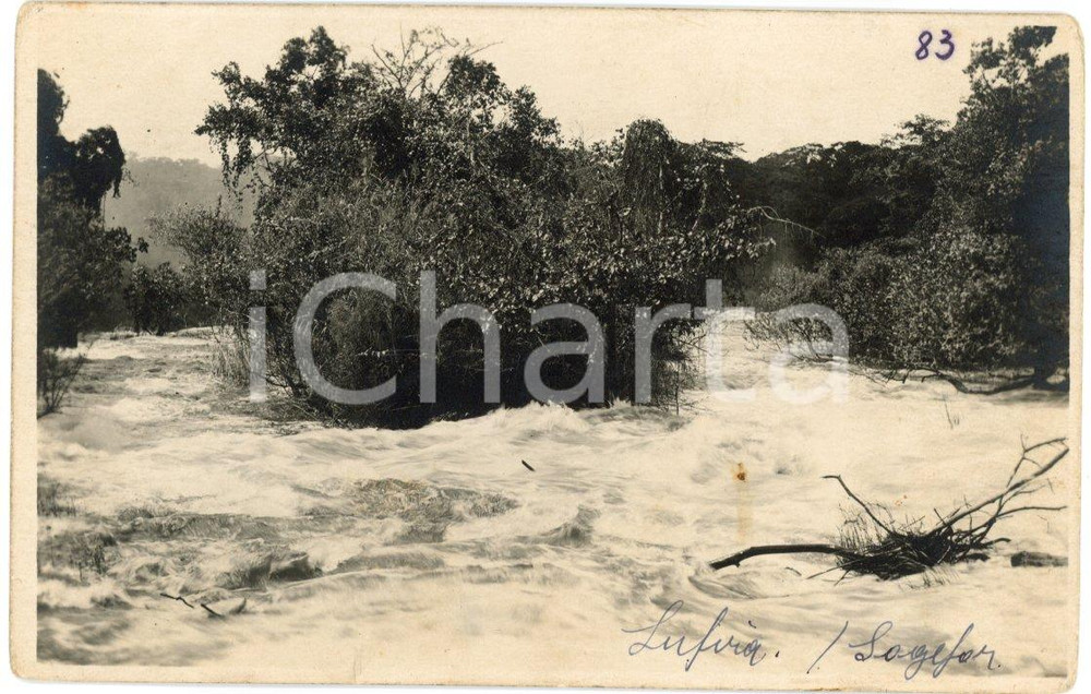 1930 ca CONGO BELGE - KATANGA Rivière LUFVIA - SOGEFOR *Photo L. GABRIEL 83 Fotografia originale d'epoca, in formato cartolina postale.FOTOGRAFO: L&eacute;opold Gabriel - Panda - Katanga  FAIR/discreto piccola macchia centrale Formato: 14x9 cm originale e autentica 1