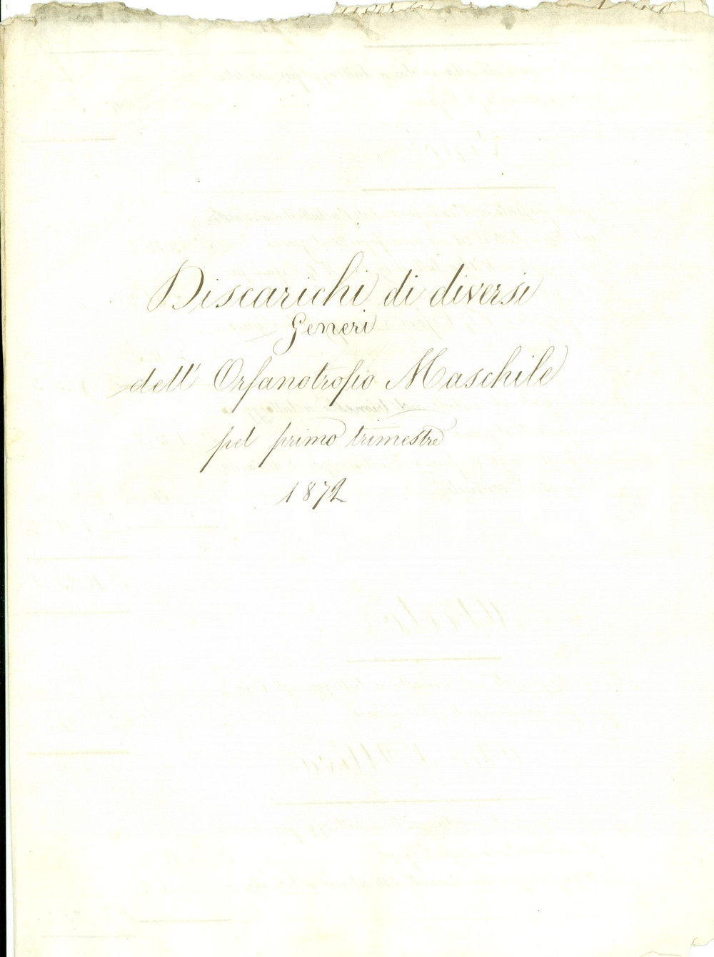 Documento originale, autentico 1872 FANO PU Generi alimentari per Orfanotrofio Maschile Documento 1