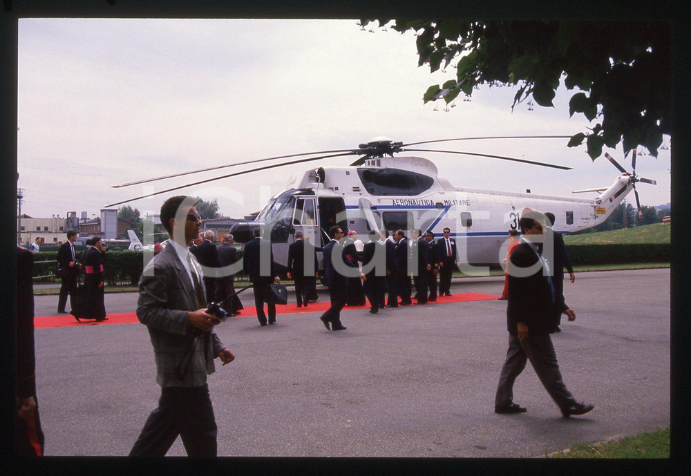 Fotografia d epoca originale 35mm vintage slide 1988 F1 FIORANO Elicottero Agusta per PAPA GIOVANNI PAOLO II 1