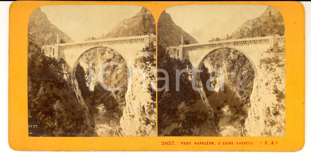 Fotografia d epoca originale 1880 LUZSAINTSAUVEUR F Pont NapolÃ©on Photo stÃ©rÃ©oscopique 18x9 cm 1