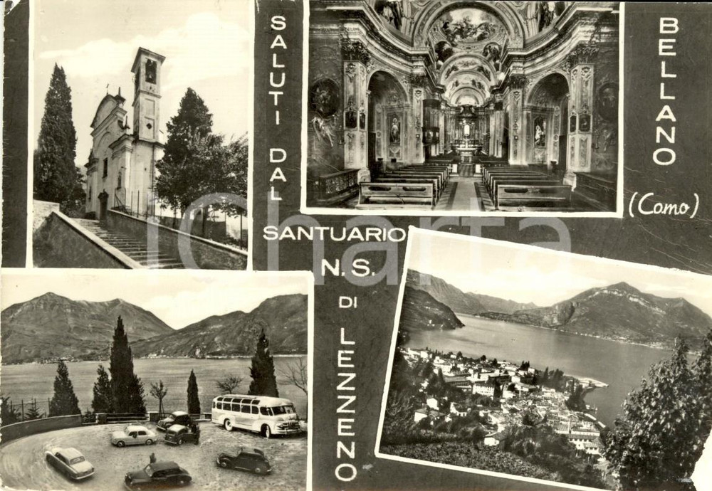 Cartolina originale da collezione 1950 ca BELLANO (CO) Vedutine Santuario MADONNA delle LACRIME di LEZZENO *NV 1