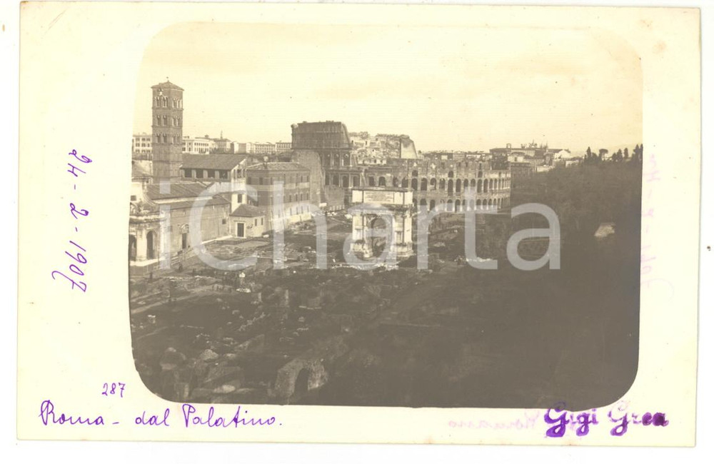 1907 ROMA Arco di Tito e Colosseo - Veduta panoramica *Fotocartolina