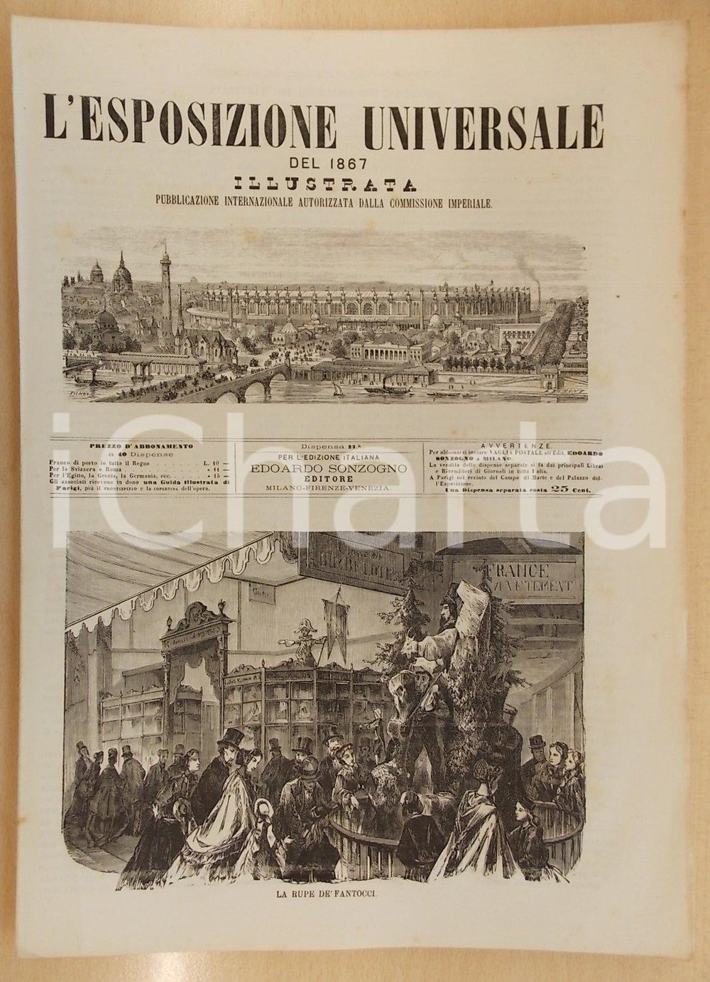 Giornale, rivista storica 1867 L ESPOSIZIONE UNIVERSALE Rupe dei fantocci  Costumi orientali Dispensa 27 1
