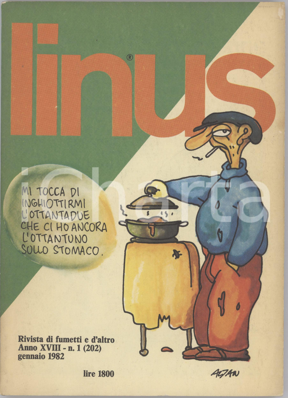 1982 LINUS Orco Re di LAGANÃ€ & QUEIROLO - Doonesbury di TRUDEAU *Rivista FUMETTI Rivista originale d'epoca, illustrata.Anno XVIII n. 1. PAGINE: 146 FAIR/discreto piegatura e lievi abrasioni al lato destro della copertina Formato: 15x21 cm originale e autentica 1