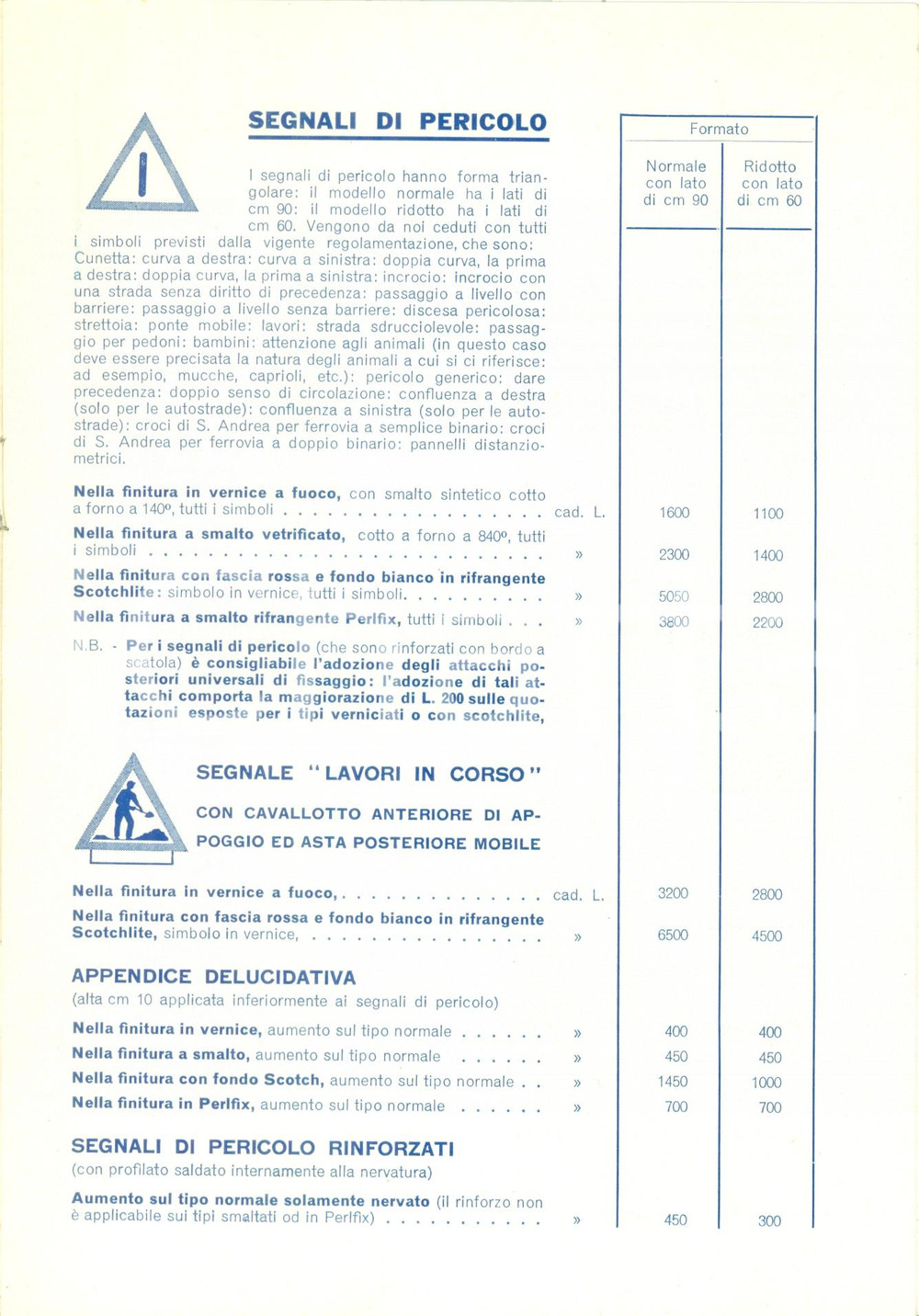 Materiale pubblicitario d’epoca 1960 MILANO TOURING CLUB ITALIANO Listino prezzi materiale segnaletico 16 pp. 1