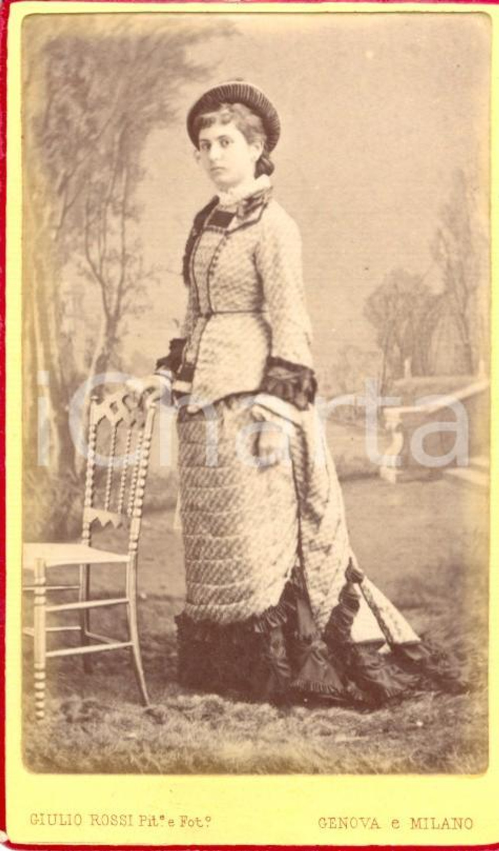 Fotografia d'epoca originale 1880 ca GENOVA Ritratto di donna in studio *Foto GIULIO ROSSI pittore 1