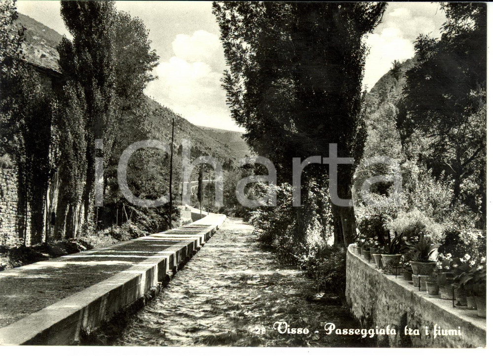 Cartolina originale da collezione 1960 ca VISSO (MC) Passeggiata tra i fiumi *Cartolina FG NV 1