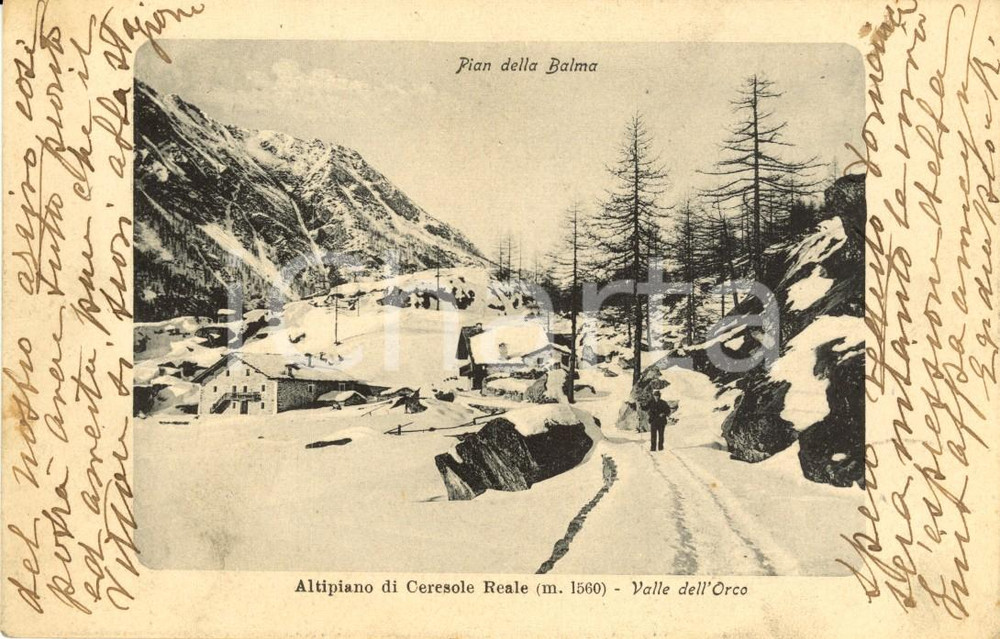 Cartolina originale da collezione 1938 CERESOLE REALE (TO) Valle ORCO Escursionista al Pian della BALMA *Cartolina 1