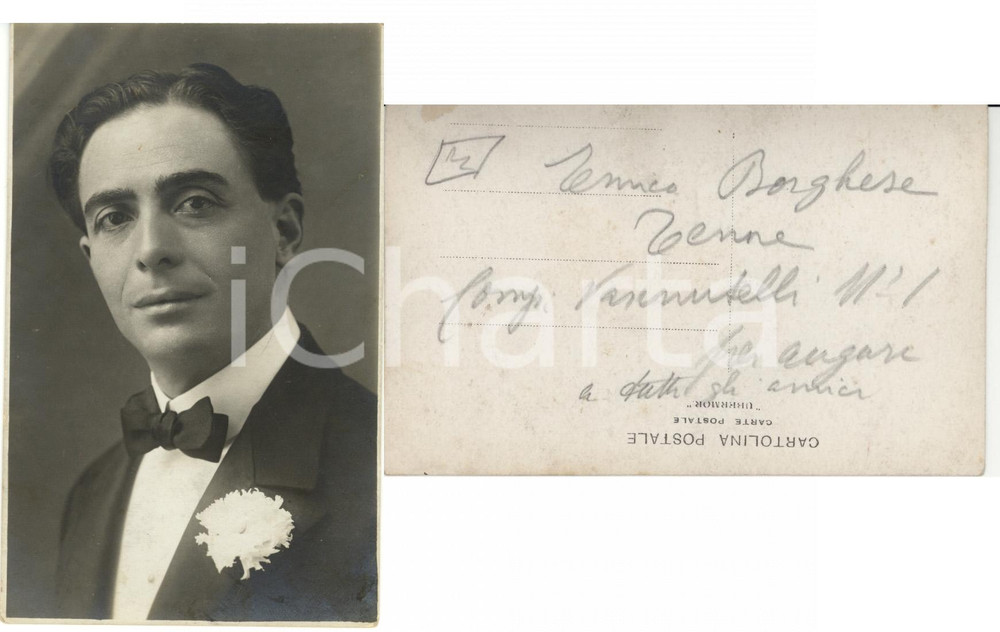 Cartolina originale da collezione 1920 ca Tenore Enrico BORGHESE Cartolina Autografa (?) FP NV 1