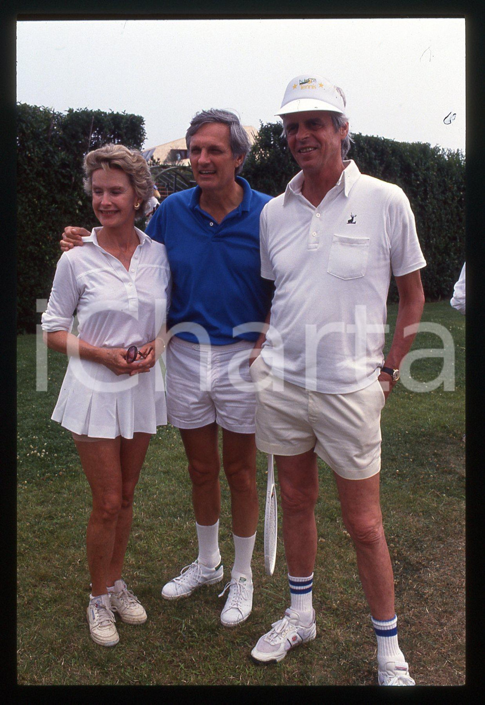 35mm vintage slide* 1988 COSTUME Dina MERRILL Alan ALDA George PLIMPTON Tennis 2