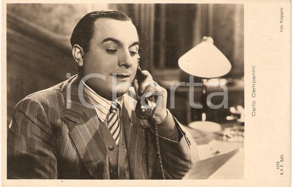 Cartolina originale da collezione 1935 ca CINEMA Attore Carlo CAMPANINI Ritratto al telefono Cartolina FP NV 1