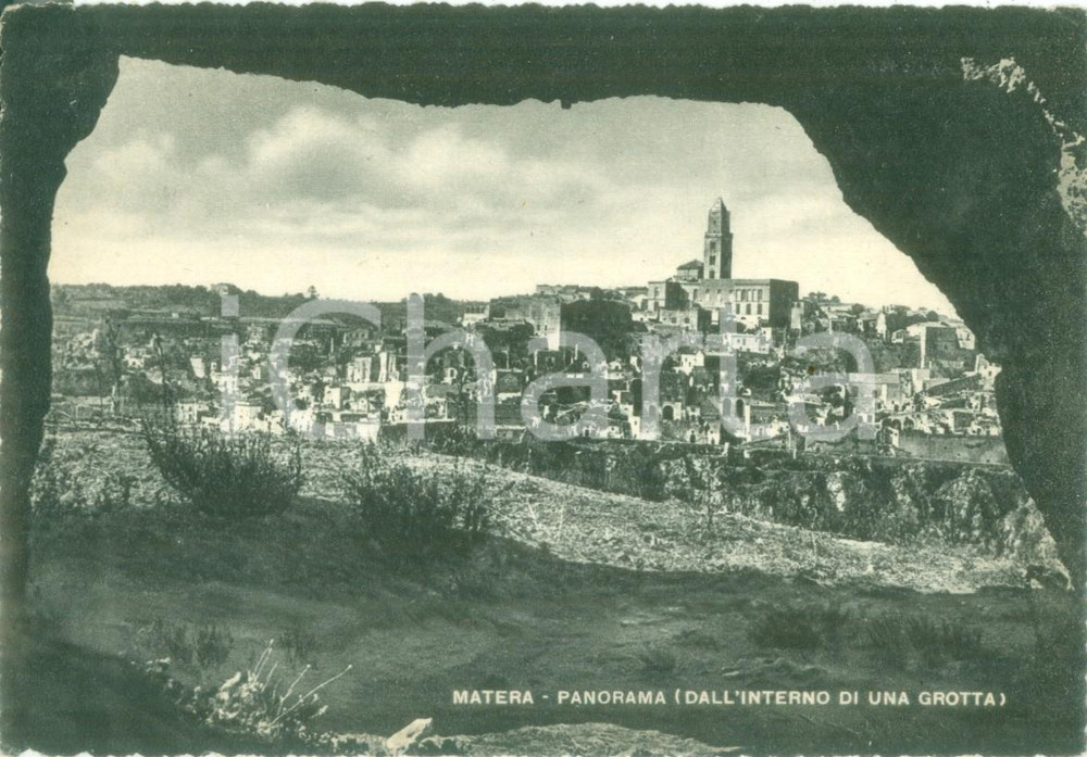 Cartolina originale da collezione 1949 MATERA Panorama dall interno di una grotta Cartolina postale FG VG 1