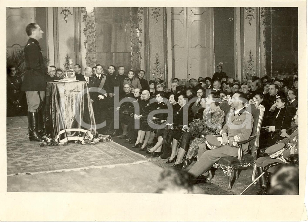 Fotografia d'epoca originale 1938 NAPOLI UMBERTO II e Ferruccio LANTINI Marcia ROMA 1