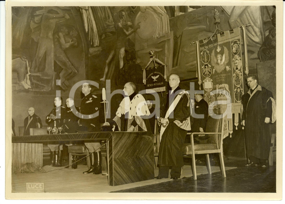 Fotografia d epoca originale 1940 ROMA Giuseppe BOTTAI all inaugurazione dell Anno Accademico Foto 1