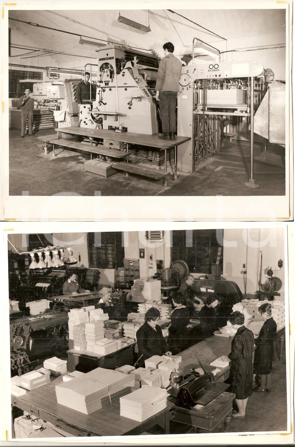 Fotografia d epoca originale 1969 PAVIA Tipografia Mario PONZIO Al lavoro sulla ROLAND ULTRA FRONTE RETRO 1