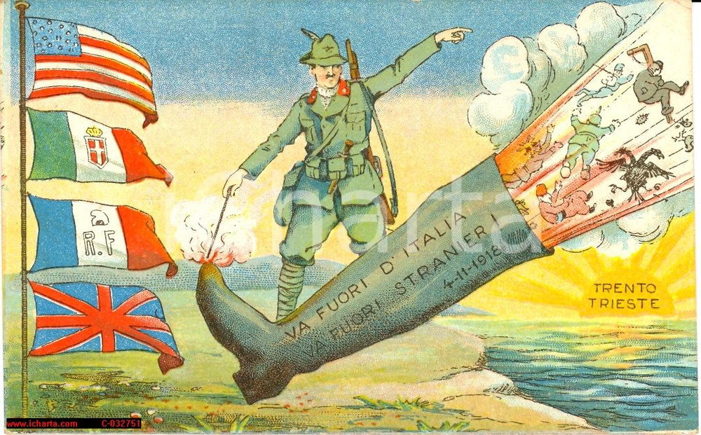 Cartolina originale da collezione 1918 Va Fuori d Italia Stranier Alpini Illustrata Cartolina postale 1