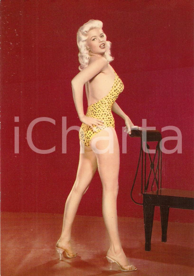 Cartolina originale da collezione 1955 ca CINEMA Actress Jayne MANSFIELD wears polka dot swimsuit Cartolina FG NV 1