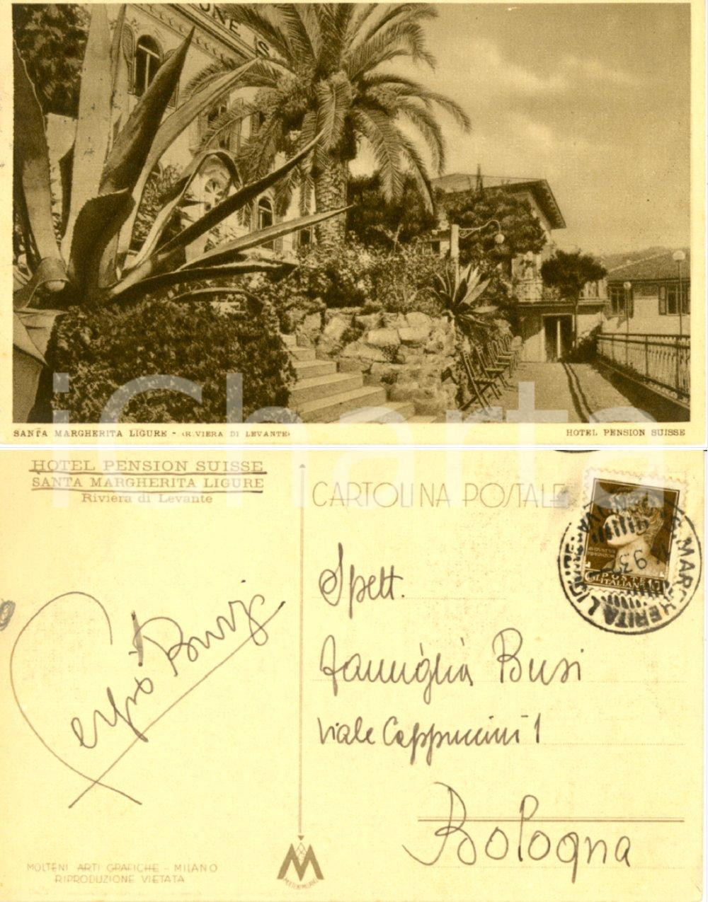 Autografo originale 1932 SANTA MARGHERITA LIGURE GE Autografo pittore Sergio BURZI su cartolina 1