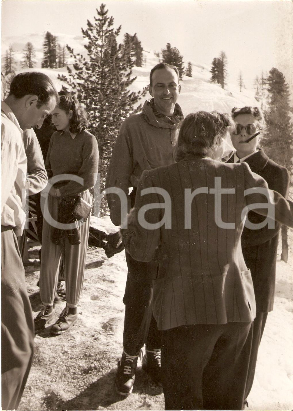 Fotografia d'epoca originale 1939 CORTINA UMBERTO II visita nuova funivia di FALORIA 1