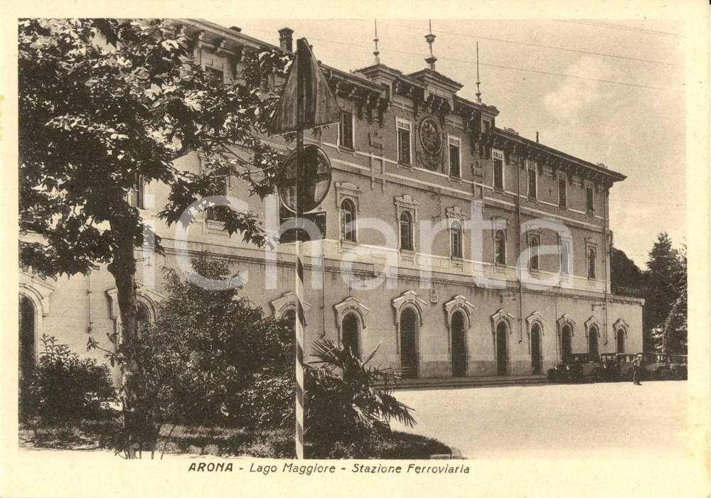 Cartolina originale da collezione 1940 ca ARONA NO Lago MAGGIORE Stazione ferroviaria Cartolina FG NV 1