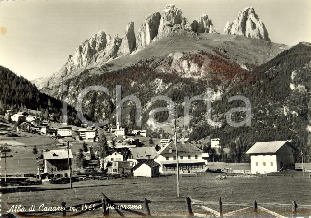 Cartolina originale da collezione 1958 CANAZEI TN Val di FASSA Panorama della frazione ALBA Cartolina FG VG 1