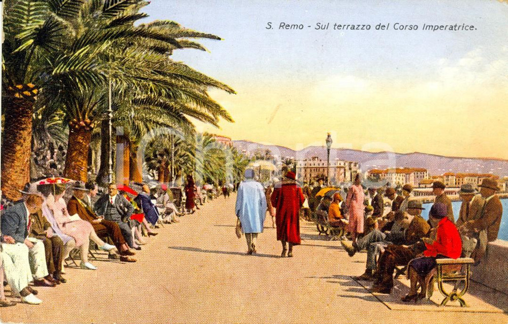 Cartolina originale da collezione 1932 SANREMO (IM) Relax sul terrazzo di Corso IMPERATRICE *Cartolina FP VG 1