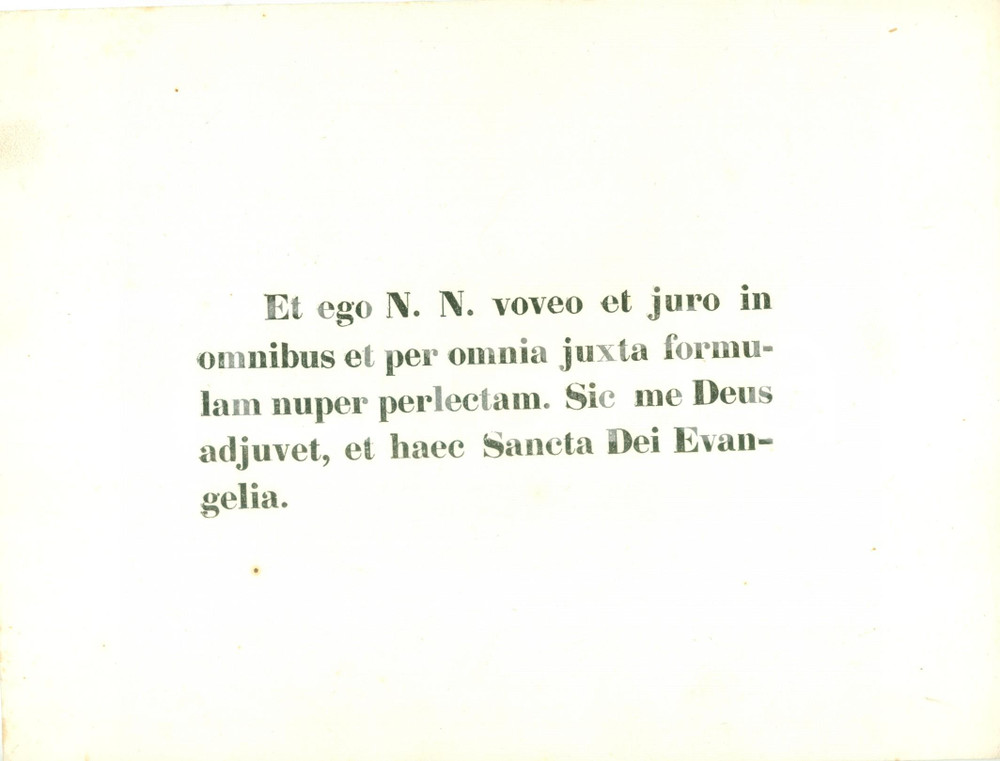 Documento originale, autentico 1850 ca STORIA DELLA CHIESA Formula per giuramento dei parroci Documento 1