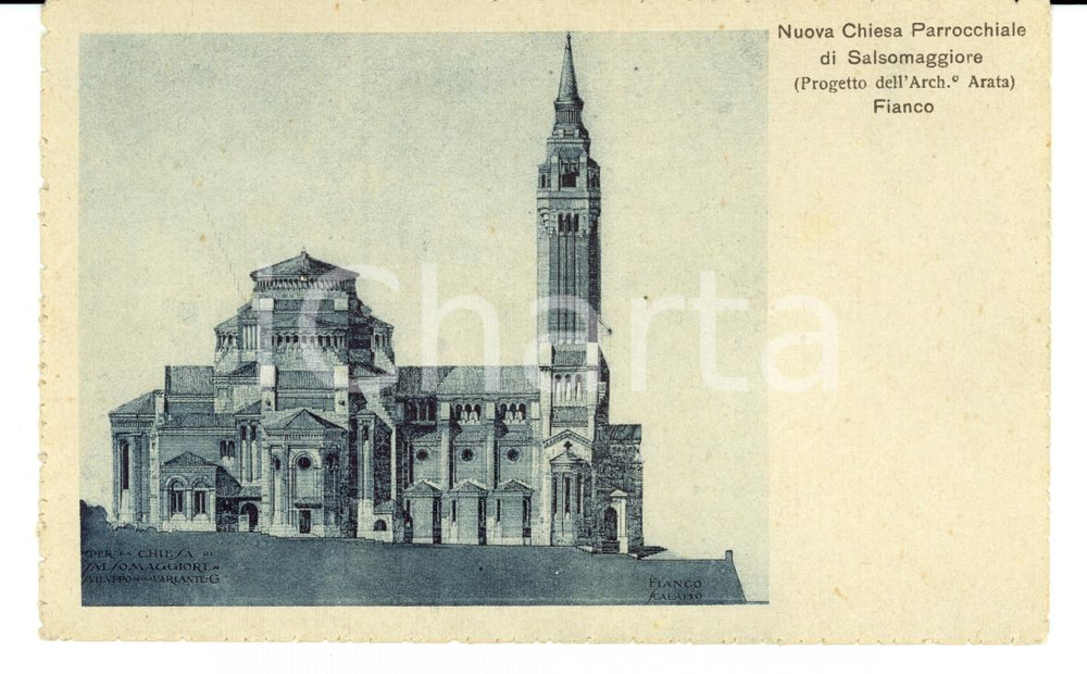 Cartolina originale da collezione 1930 ca SALSOMAGGIORE TERME (PR) Nuova chiesa parrocchiale FP NV arch. ARATA 1
