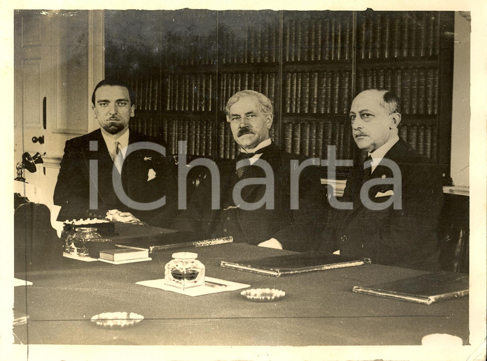 Fotografia d'epoca originale 1930 LONDRA Incontro tra Dino GRANDI e Ramsay MACDONALD 1