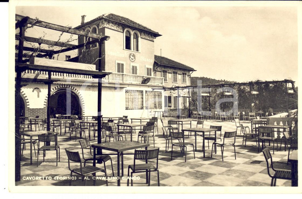 Cartolina originale da collezione 1943 TORINO CAVORETTO Terrazza ristorante AL CAVALLINO BIANCO Cartolina FP NV 1