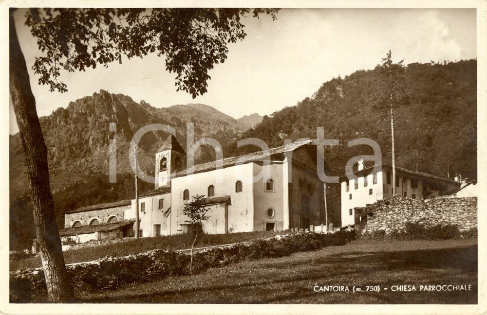 Cartolina originale da collezione 1936 CANTOIRA (TO) Veduta della chiesa parrocchiale *Cartolina postale FP VG 1